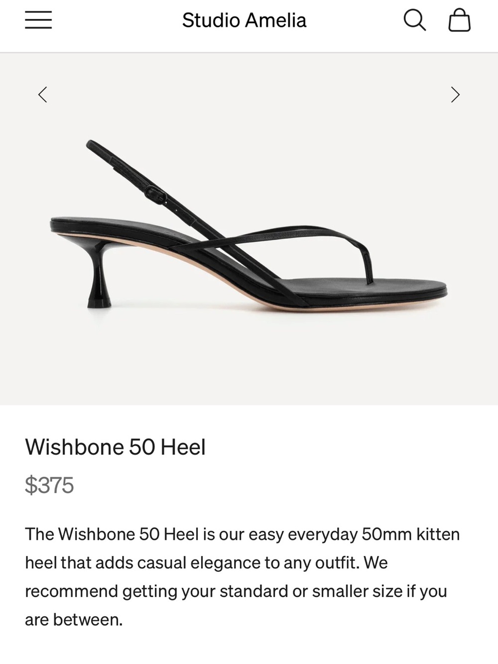 Studio Amelia Wishbone 50 Leather Skinny Strap Flip Flop Kitten Heels Black - Picture 10 of 10